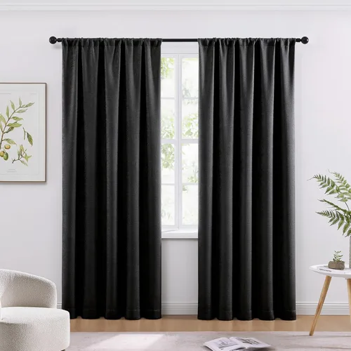 Vista 34 de WRENSONGE Cortinas opacas para dormitorio, cortinas opacas negras de 63 pulgadas de largo para sala de estar, ventanas, cocina, habitación, cortinas