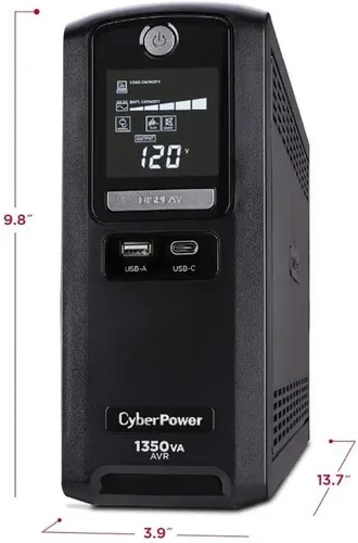 Vista 5 de CyberPower CST135UC 1350VA simuló el sistema UPS de respaldo de batería LCD