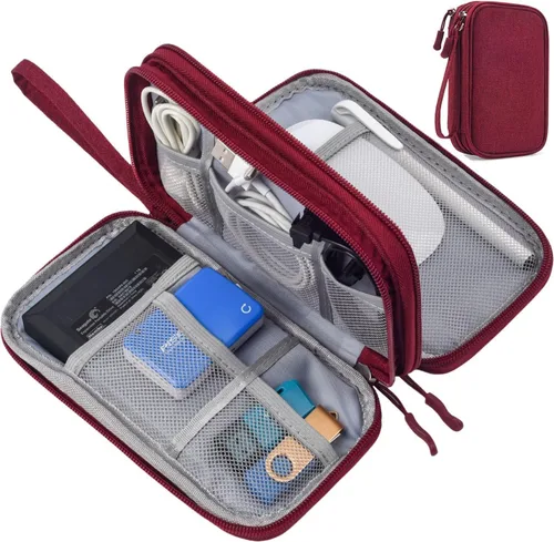 Vista 16 de Bolsa organizadora de cables electrónicos para viaje, accesorios electrónicos, bolsa organizadora de accesorios electrónicos para power bank, cables