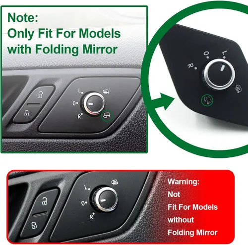 Vista 2 de Espejo lateral eléctrico cromado ajuste interruptor de control perilla calor plegable apto para VW Jetta Mk6 2011 2012 2013 2014 2015 2016 2017