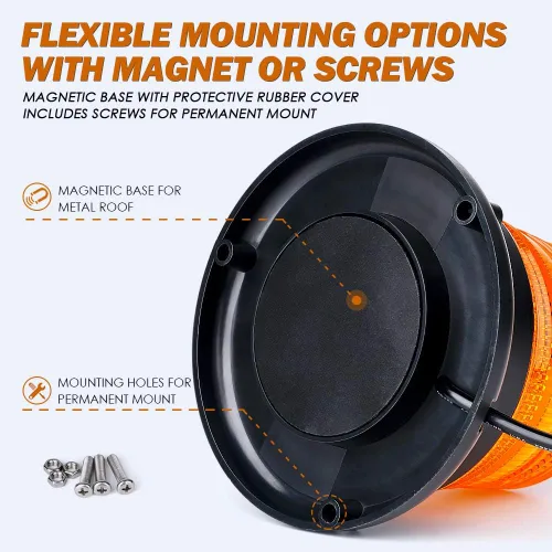 Vista 4 de Xprite Luz estroboscópica LED ámbar, luces intermitentes de advertencia para carretilla elevadora en la azotea con base magnética para vehículos