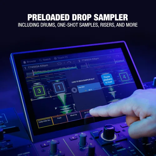 Vista 8 de Denon DJ PRIME 4+ Controlador de DJ independiente con separación de Stem en 4 plataformas, transmisión Wi-Fi, mezclador Drop Sampler, pantalla