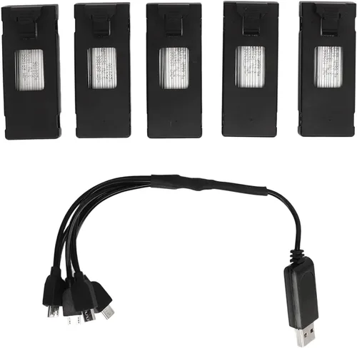 Vista 8 de Batería de litio RC Drone para E88 E88PRO LsE525 E525 PRO y otros aviones de control remoto con cable de carga 5 en 1, batería de repuesto de 3.7 V