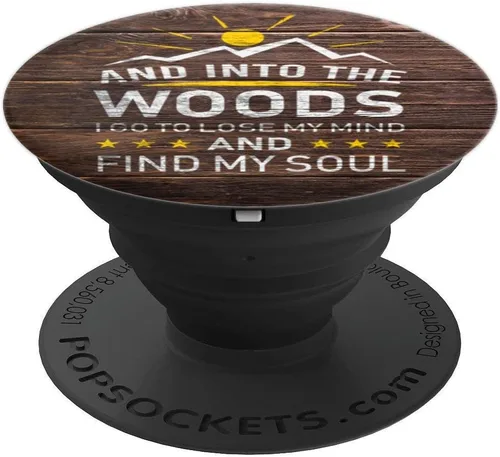 Vista 4 de Into The Woods I Go Wood Design Adventure Hiker Gift - PopSockets Grip and Stand for Phones and Tablets