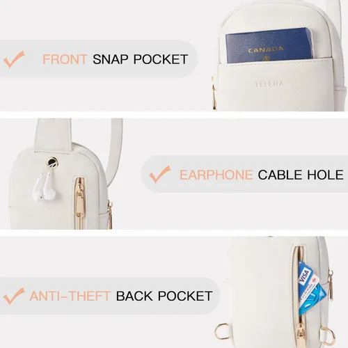 Vista 5 de Telena Riñonera pequeña para mujer, de cuero, cangureras, bolsa de pecho para mujer