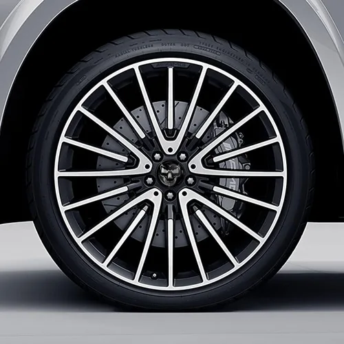Vista 4 de Juego de 4 tapas centrales de rueda de 2.953 in compatibles con Mercedes Benz B66470207 / B66470200 negro plateado CM 48