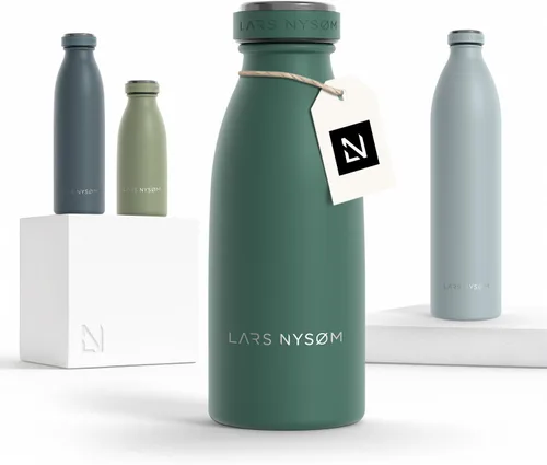Vista 56 de LARS NYSØM Botella de agua aislada de acero inoxidable de 12 onzas, 17 onzas, 25 onzas, 34 onzas, 51 onzas, frasco térmico aislado para bebidas