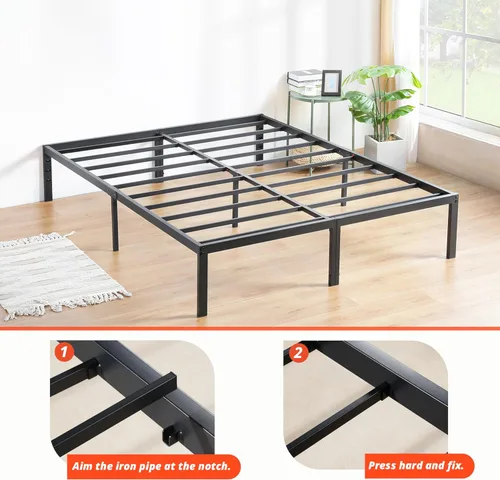 Vista 6 de PrimaSleep Base de cama antideslizante de listones de acero resistente de 18 pulgadas, base de cama de plataforma de fácil montaje, base de colchón