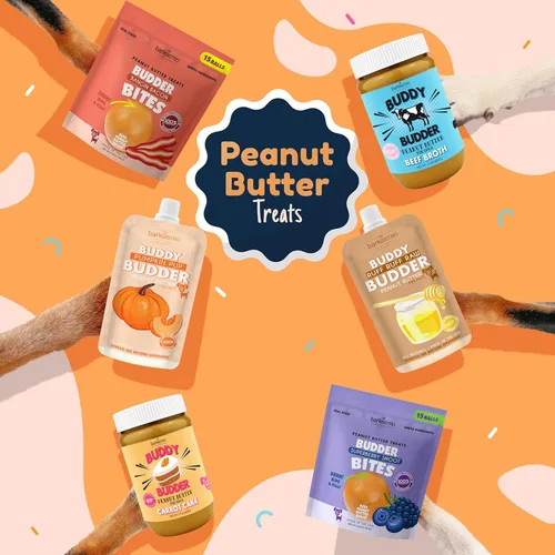 Vista 3 de Pumpkin Pup + Ruff Ruff Raw + Barkin Banana Buddy Budder, mantequilla de maní para perro 100% natural, golosinas saludables para perros, hechas