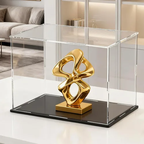 Vista 19 de SVENJBB vitrina acrílica, cajas de acrílico de cubo de 10 x 10 x 14 pulgadas para exhibición, vitrinas transparentes con base negra mate y tapa