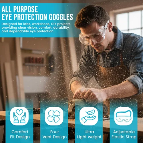 Vista 3 de Harrier Hardware Gafas de seguridad para los ojos, gafas ventiladas antivaho resistentes a los arañazos