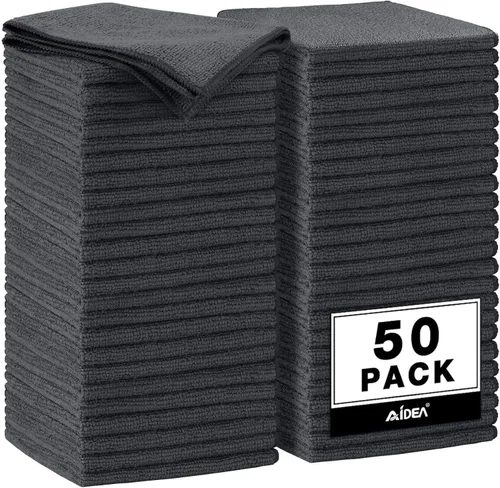 Vista 14 de AIDEA Paño de limpieza de microfibra negro, 50 unidades, toallas de microfibra para automóviles, paños de automóvil de alta calidad, trapos
