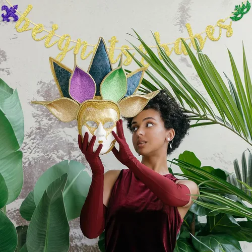 Vista 6 de Beignets & Babes Banner, decoraciones de despedida de soltera de Nola, decoraciones de despedida de soltera de Nueva Orleans, suministros