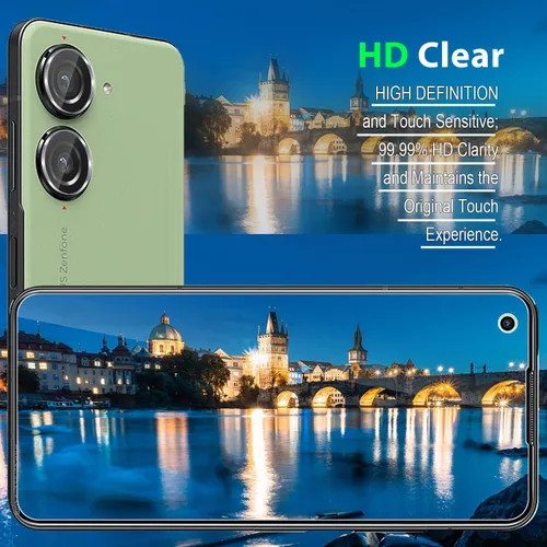 Vista 5 de Zeking [Paquete de 2+2 para Asus Zenfone 10 (2023) Protector de pantalla de vidrio templado de privacidad y protector de lente de cámara