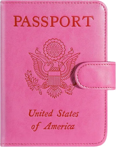 Funda para pasaporte de piel con bloqueo RFID accesorios de viaje para mujeres y hombres