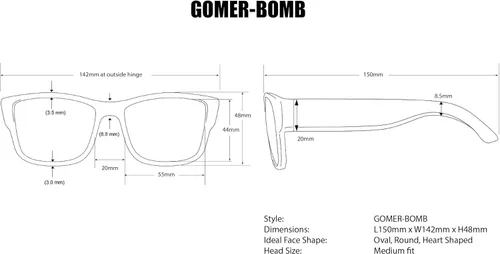 Vista 5 de BOMBER GOMER-BOMBS Marco Lente 6 Base 2.126in Gafas de sol