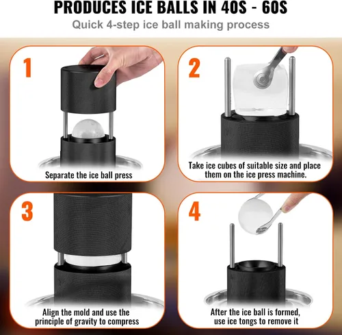 Vista 3 de VEVOR Prensa de Bolas de Hielo, Prensa de Bolas de Hielo de 2.4", Kit de Prensa de Bolas de Hielo de Aluminio para Aviación para Esfera de Hielo