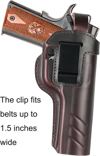 Vista 4 de OWB 1911 Holster - Top Grain Leather for Most 1911 Style Compatible with Colt, Kimber, Springfield, Tisas & More Fits 4" & 5" Barrels