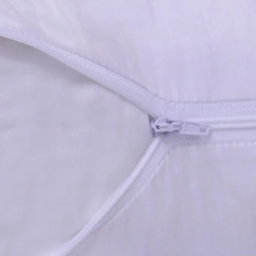 Vista 5 de Paquete de 2 protectores de almohada de tamaño estándar con cremallera, algodón egipcio con rayas de satén, color blanco, certificado Oeko-TEX