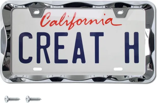 Vista 14 de 2 piezas marcos de matrícula Creathome 3D con patrón de ondas rizadas de color azul brillante de aleación de zinc puro