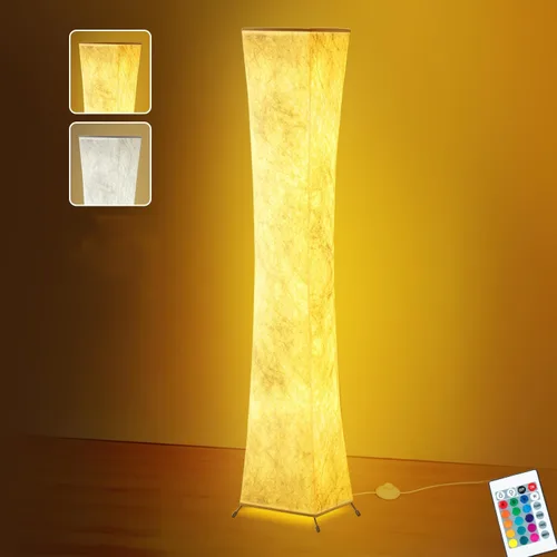 BLUEYE Lámpara de pie, 1800 lúmenes, RGBW 2700K-6500K, control remoto, 2 x 80W equivalentes, base E26, lámpara de pie con cambio de color para sala