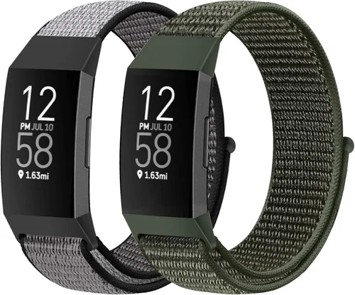 Vista 25 de Correas de reloj de nailon compatibles con Fitbit Charge 4/Charge 3/SE, pulsera de repuesto transpirable suave para deporte, correa con banda