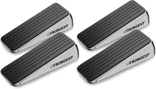 Vista 10 de Strongest Home Cuña de tope de puerta resistente (2 piezas negras), tope de puerta de goma antideslizante y metal para puertas pesadas, funciona