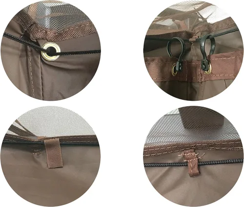 Vista 6 de Mosquitera de repuesto para pérgola de techo plano, malla para insectos (8 pies x 10 pies, marrón)