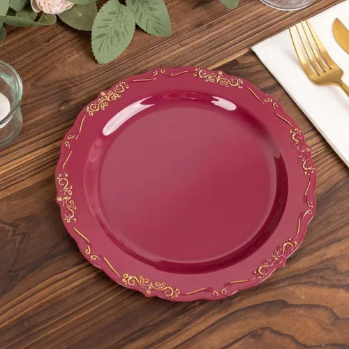 Vista 8 de Efavormart - Paquete de 10 platos de postre de plástico duro transparente con bordes festoneados en relieve, platos de ensalada desechables
