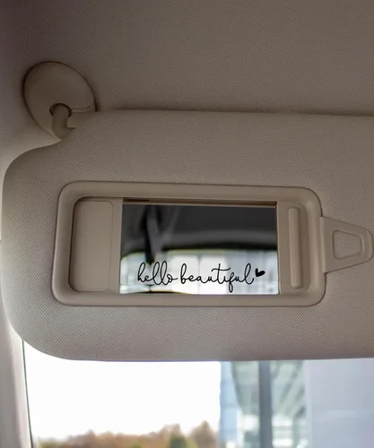 Vista 4 de RACOONA Calcomanía para espejo retrovisor, calcomanía Hello Beautiful, accesorios de coche, calcomanía para espejo retrovisor (negro)