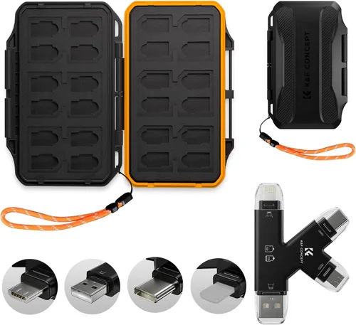 Vista 10 de K&F CONCEPT Estuche de 29 ranuras para tarjetas de memoria, estuche de transporte para tarjetas SD, CF, CFexpress, Micro SD, Nano SIM y Micro SIM