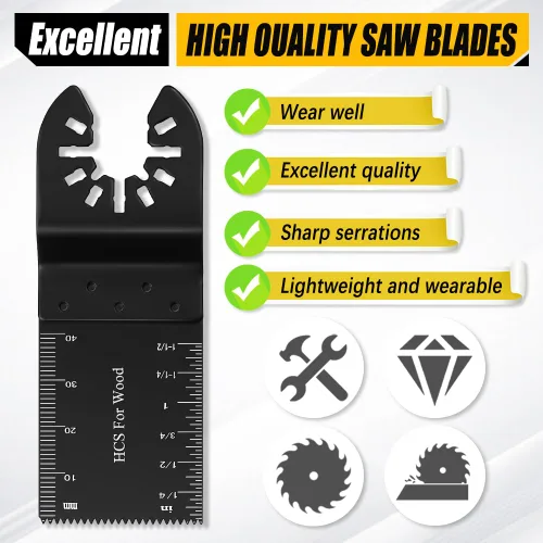 Vista 6 de 6 piezas de cuchillas para herramientas oscilantes, multiherramienta oscilante universal para madera, cuchillas de sierra oscilantes profesionales