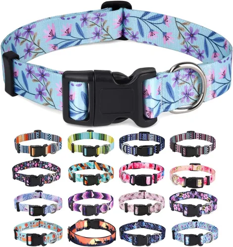 Vista 39 de Mihqy - Collar de perro, patrones geométricos florales, tribales, bohemios, collar de estilo étnico, suave y ajustable, para perros pequeños