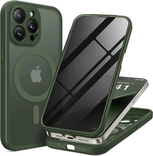 Vista 35 de BERFY Funda para iPhone 16 Pro, compatible con MagSafe, protector de pantalla de vidrio templado 9H integrado y protección de cámara, funda