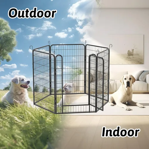 Vista 3 de Corralito para perros al aire libre, 40 pulgadas, 16 paneles para perros, corral para interiores y cachorros, valla metálica para mascotas