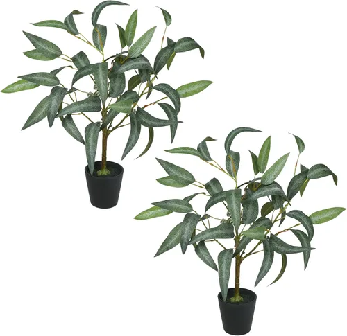 Vista 9 de Briful Plantas artificiales de eucalipto para decoración del hogar, juego de 2 plantas de eucalipto verde salvia, plantas artificiales pequeñas