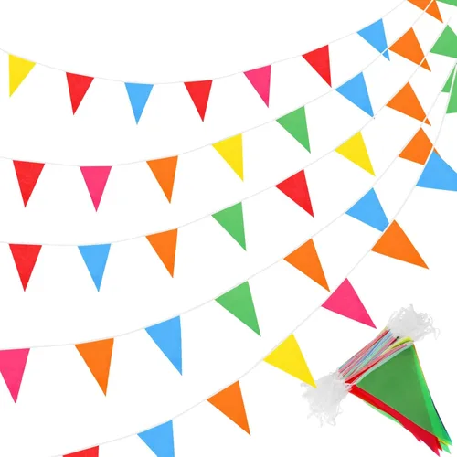 Vista 12 de Preboun Banderines de 400 pies sólidos, 240 unidades, guirnalda triangular para colgar, guirnalda a granel para gran apertura, carnaval, fiesta