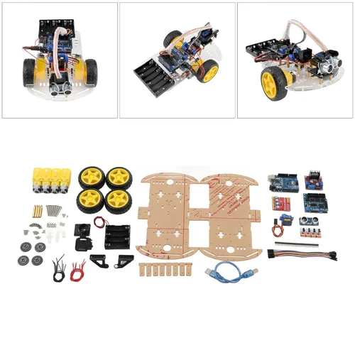 Vista 8 de Kit de chasis de auto inteligente para bricolaje, motor de seguimiento, robot inteligente 4WD para niños, adolescentes, bricolaje