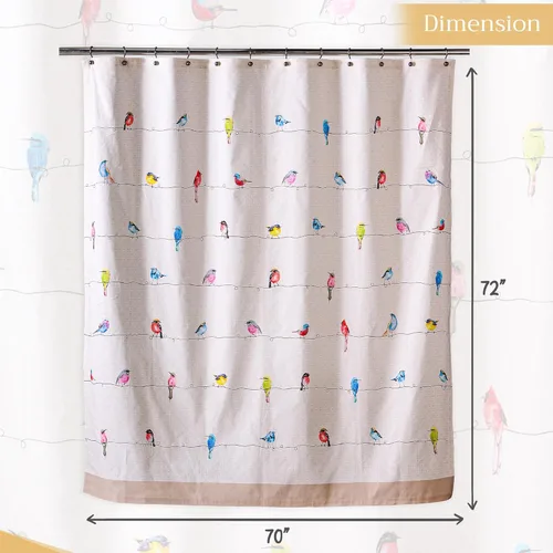 Vista 4 de Maison d' Hermine Cortina de ducha 100% algodón, un panel, 70 x 72 pulgadas, tela lavable para baño, fácil de colgar con 12 agujeros para botones
