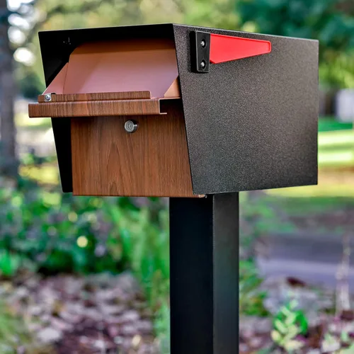 Vista 8 de Mail Boss Curbside, Wood Grain 7510 Mail Manager Buzón de seguridad con bloqueo, acero, negro