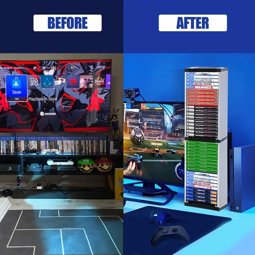 Vista 4 de Nargos Soporte de almacenamiento de videojuegos para PS5 PS4 PS3 Xbox Series S y X Xbox One Game y Blu Ray soporte universal para discos