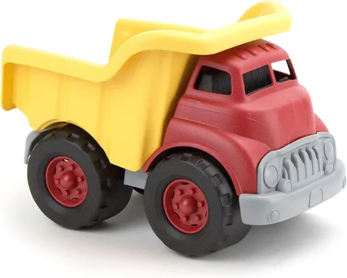 Green Toys Camión volquete en amarillo y rojo, sin BPA, sin ftalatos, juguetes para el desarrollo de habilidades motoras gruesas/finas. Juego de