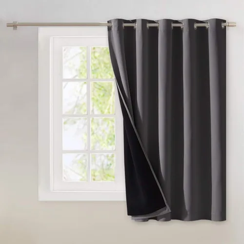 Vista 181 de NICETOWN Cortinas 100 % opacas con aislamiento térmico, panel de cortina deslizante de rendimiento que reduce el ruido con forro negro, bloqueo