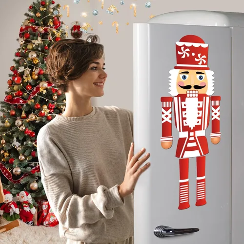 Vista 2 de Imanes de cascanueces de Navidad para refrigerador, cascanueces de Navidad, calcomanías magnéticas para nevera, decoración de cascanueces