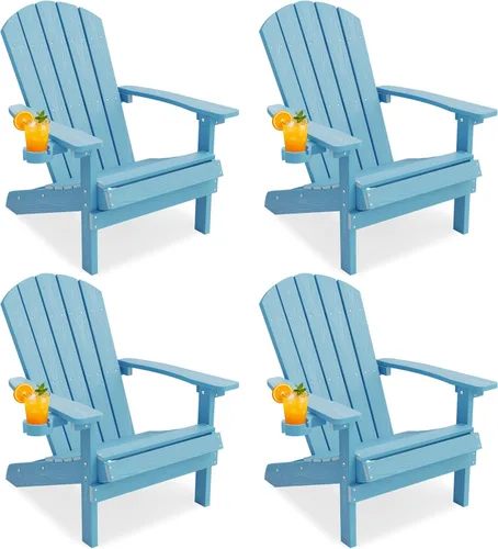 Vista 44 de YEFU Silla Adirondack de plástico resistente a la intemperie, sillas de patio con instalación fácil en 5 pasos, se ve exactamente como madera real