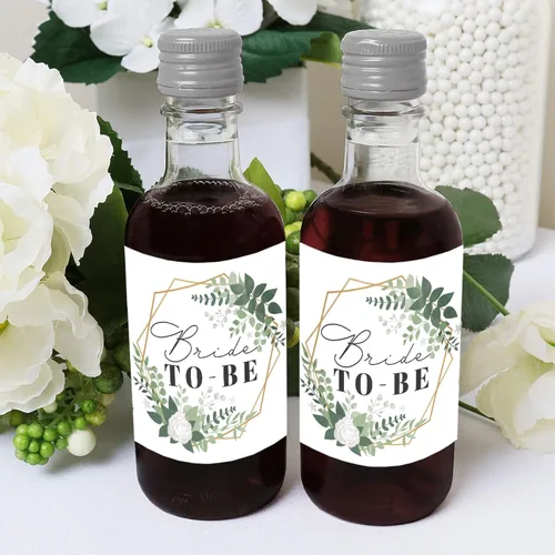 Vista 4 de Big Dot of Happiness Boho Botanical Bride - Mini calcomanías para botellas de vino y champán, regalo de despedida de soltera y fiesta de boda
