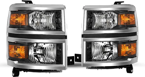 Vista 14 de JSBOYAT Conjunto de faros delanteros con luces antiniebla para Chevy Silverado 1500 2014-2015, camioneta, halógena, estilo OE, par de faros