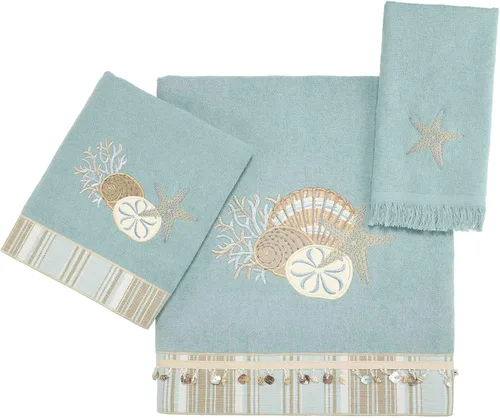 Avanti Linens - Juego de toallas de 3 piezas, algodón suave y absorbente, decoración costera del hogar (por The Sea Collection, Mineral)