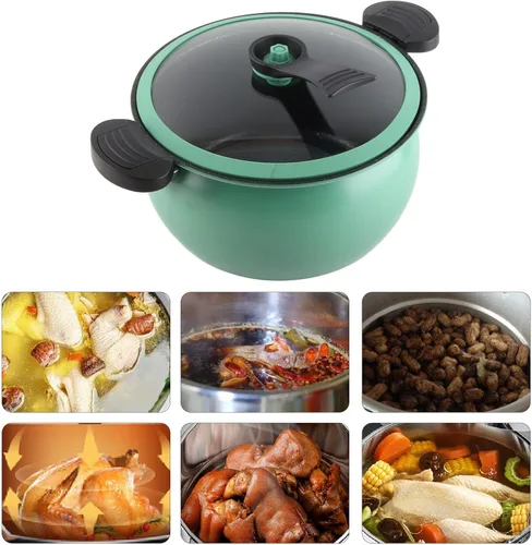 Vista 4 de Micro olla a presión utensilios de cocina de cocción rápida, 12.2 x 11.0 * 6.7 in utensilios de cocina antiadherentes para microondas, olla