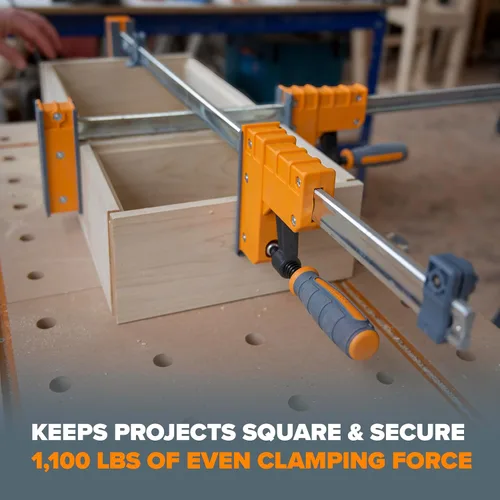 Vista 2 de Bora Paquete de 4 abrazaderas paralelas para carpintería, dos abrazaderas de madera paralelas de 18 pulgadas y dos de 24 pulgadas, abrazadera